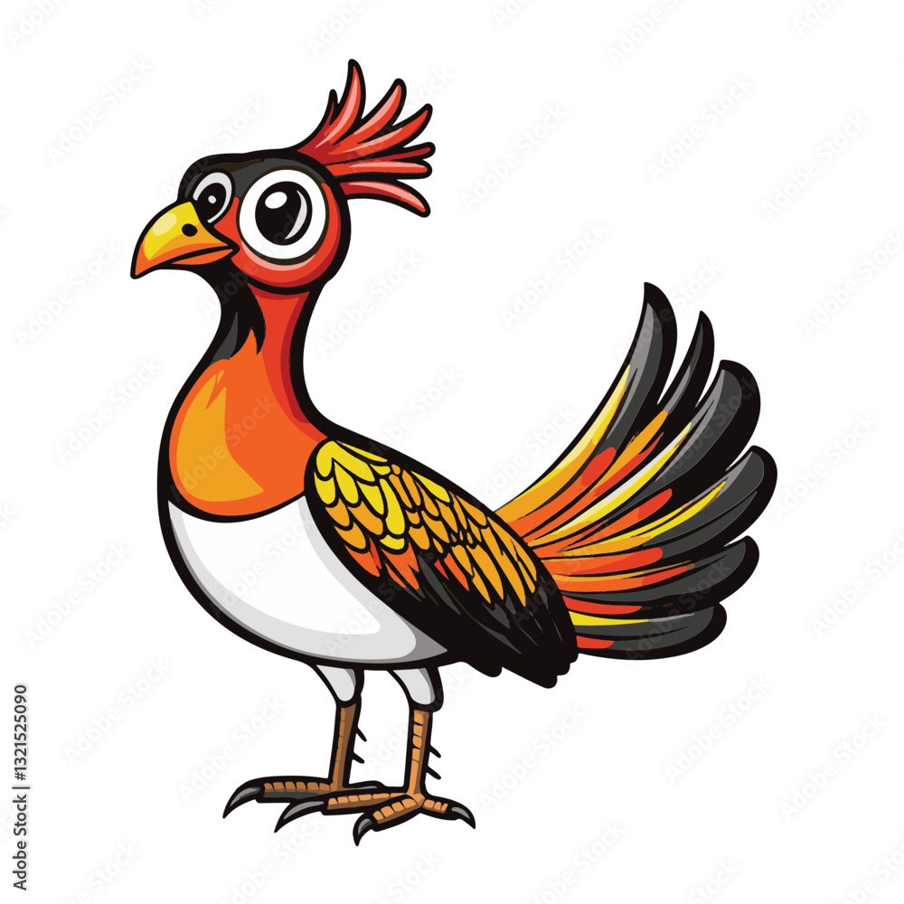 Fototapeta premium Pheasant, full body, simple vector logo, white background
