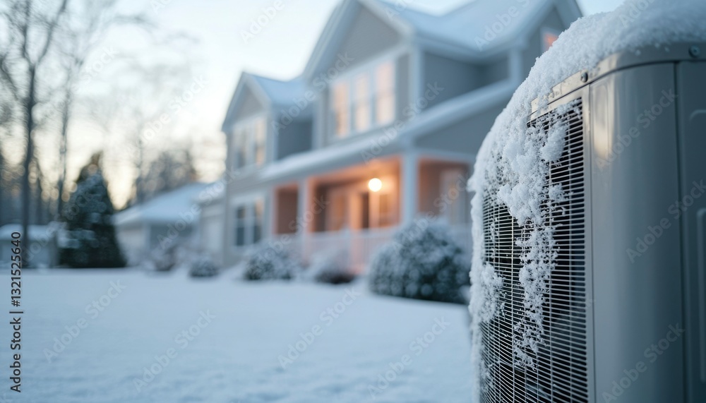 Fototapeta premium Snowy AC unit exterior