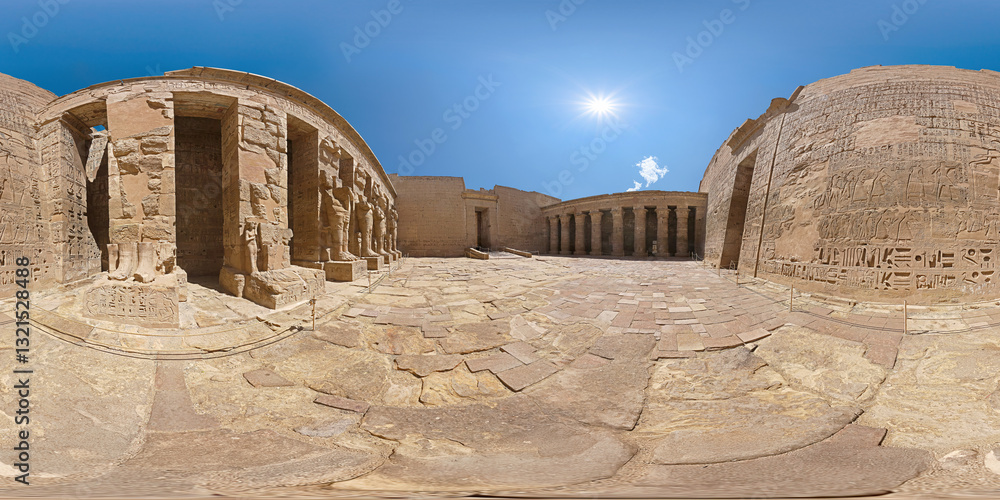 egypt, luxor the temple of ramesses III at medinet habu 360° equirctangular vr environment 3d render