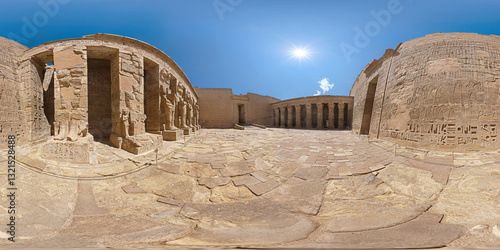 Obraz na płótnie egypt, luxor the temple of ramesses III at medinet habu 360° equirctangular vr environment 3d render w salonie