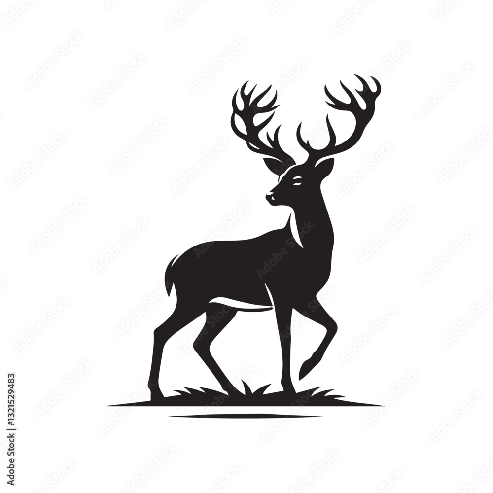 Obraz premium Elegant Black and White Silhouette of a Majestic Deer