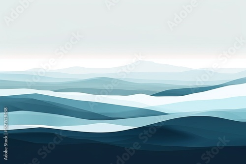 A serene abstract landscape featuring smooth, flowing waves in various shades of blue, evoking calmness and tranquility.