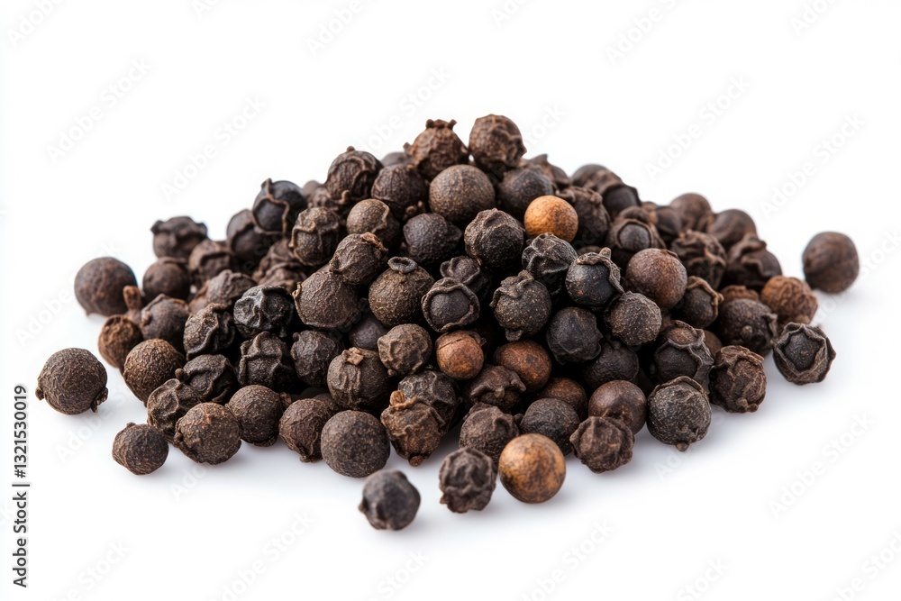 Pile of black peppercorns on white background. Neural network AI generated Pile of black peppercorns on white background. Neural network AI generated