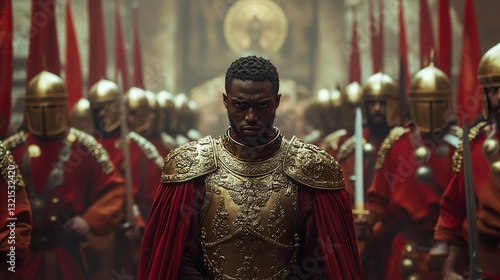 African King in Golden Armor: A Majestic Portrait