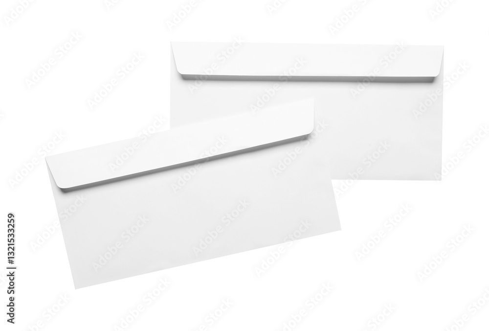 Envelopes isolated on white, top view. Mockup for design Envelopes isolated on white, top view. Mockup for design