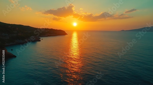 Stunning Sunset Ocean Landscape with Coastal Cliffs