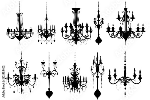 Collection of Chandeliers, furniture vector arts, interior designs