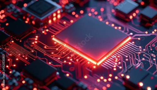 Close-up of illuminated circuit board