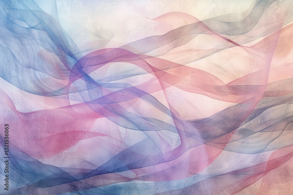 A soft, flowing blend of pastel colors creates an ethereal, abstract background with gentle curves and layers.