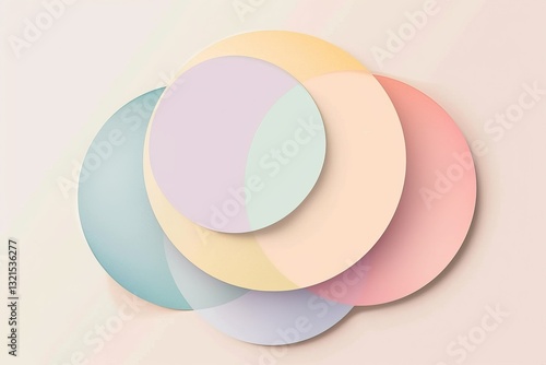 Obraz na płótnie Soft pastel circles overlapping on a light background, creating a gentle and modern abstract design with a serene aesthetic. w salonie