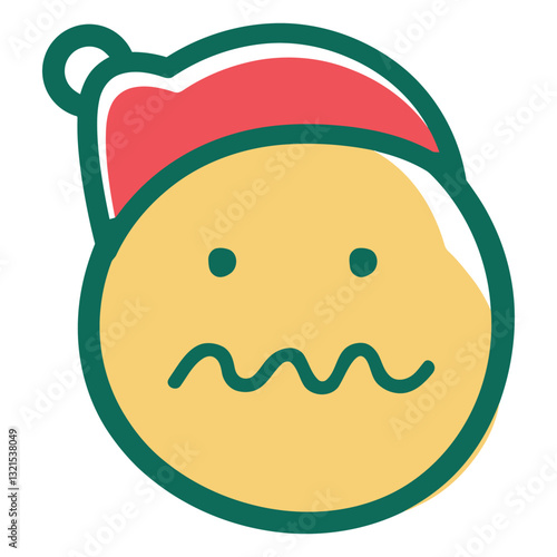 uncertain squiggle mouth face santa claus hat emoticon