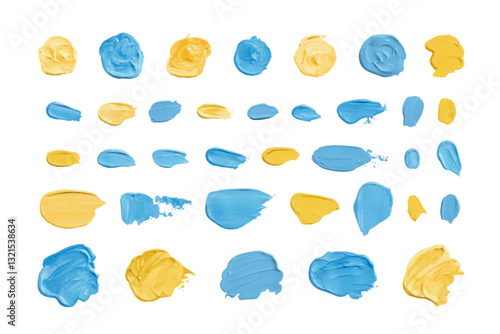 爽やかで可愛い立体的な絵の具の塗り　抽象的な装飾イラストセット　ペンキ　ペイント　顔料　塗料　厚塗り