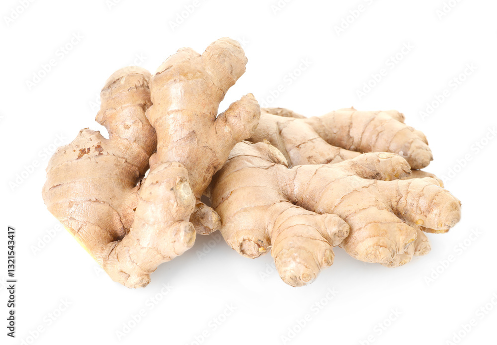 Fresh ginger isolated on white. Root vegetable Fresh ginger isolated on white. Root vegetable