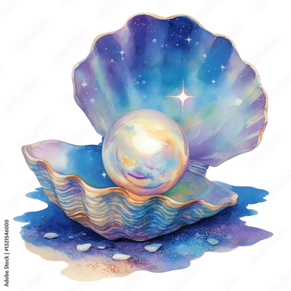 Fototapeta premium Discovering a magical pearl in a shimmering shell an underwater fantasy scene