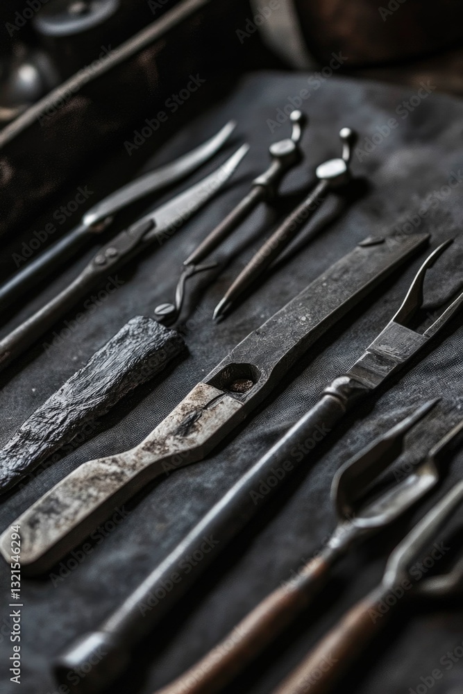 Fototapeta premium A collection of various office tools and supplies sitting on a desk or table