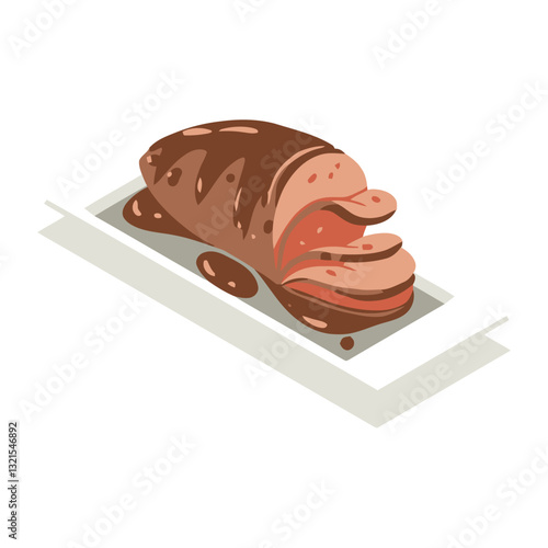 tasty meatloaf isometric.