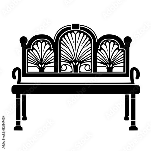 Art Deco Dining bench, furniture vector art, interior design