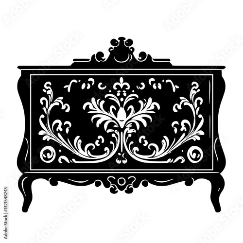 Baroque Credenza, furniture vector art, interior design