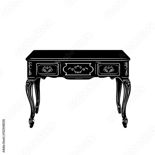 Baroque Desk, furniture vector art, interior design