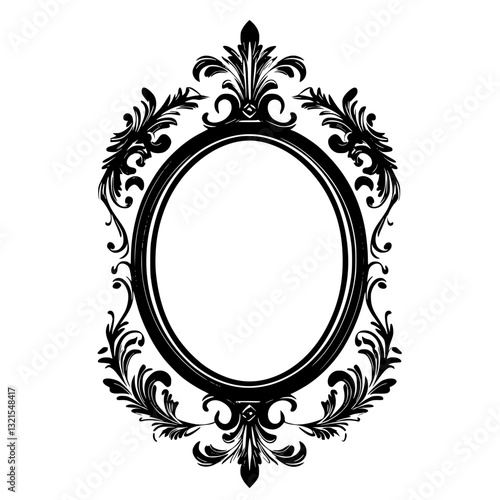 Baroque Mirror, furniture vector art, interior design