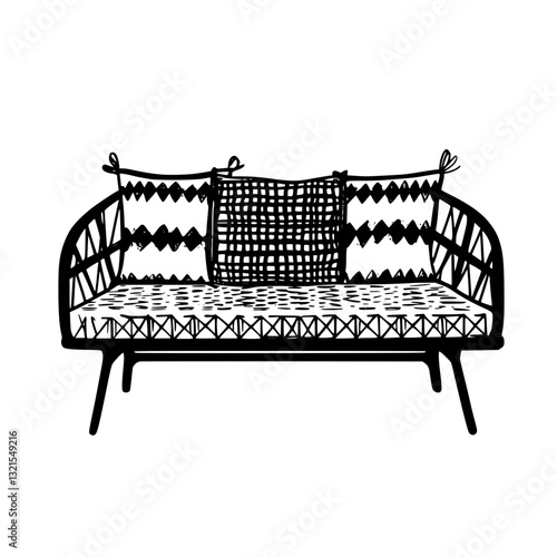 Bohemian Outdoor sofa, furniture vector art, interior design