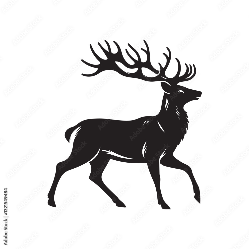 Fototapeta premium Elegant Black and White Silhouette of a Majestic Deer