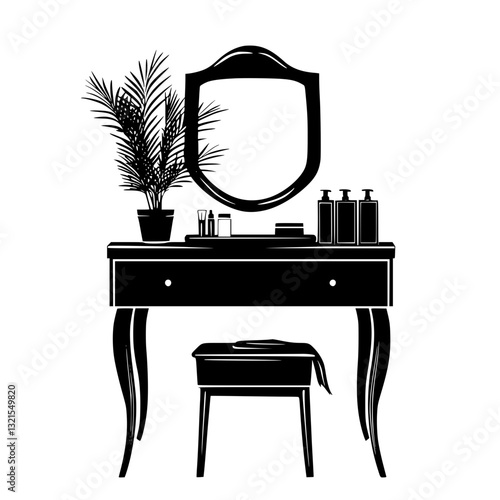 Coastal Vanity table, furniture vector art, interior design