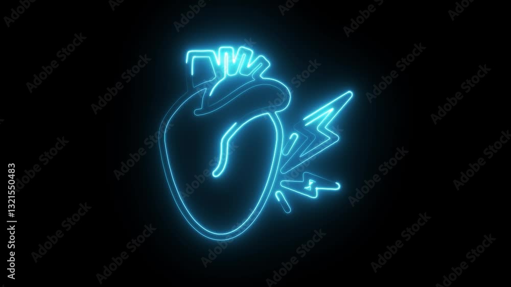 Glowing neon myocardial icon isolated on black background. HD Video motion graphic animation Glowing neon myocardial icon isolated on black background. HD Video motion graphic animation