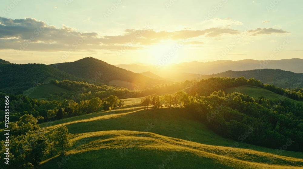 Fototapeta premium Majestic Sunset Over Rolling Hills