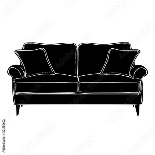 Cottage Sofa, furniture vector art, interior design