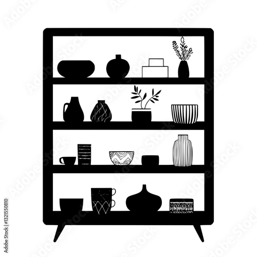 Eclectic Display cabinet, furniture vector art, interior design