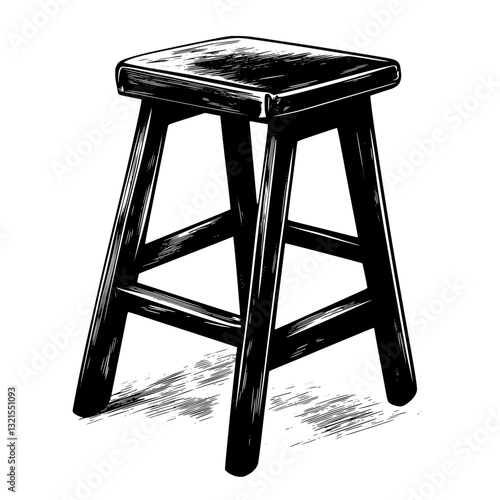 Eclectic Step stool, furniture vector art, interior design