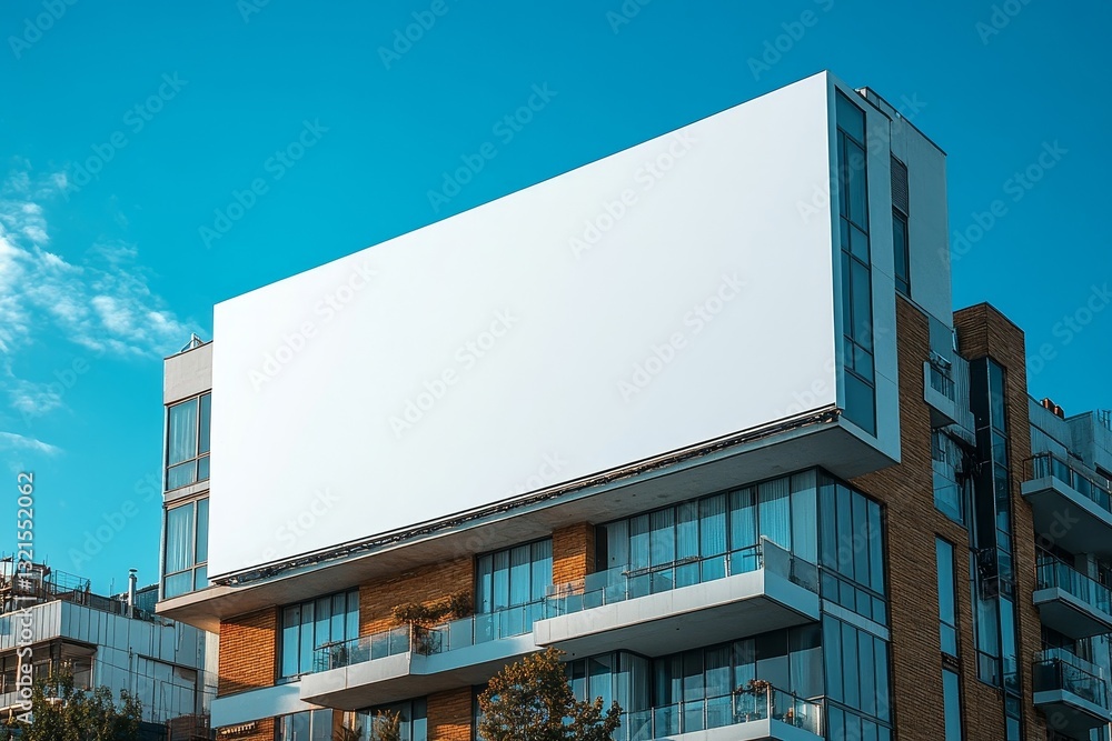 Modern Apartment Building with Blank Billboard Modern Apartment Building with Blank Billboard