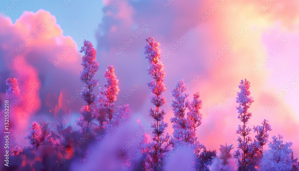 Naklejka premium Pastel flowers at sunrise