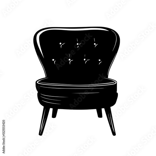 Retro Accent chair, furniture vector art, interior design