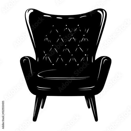 Retro Armchair, furniture vector art, interior design