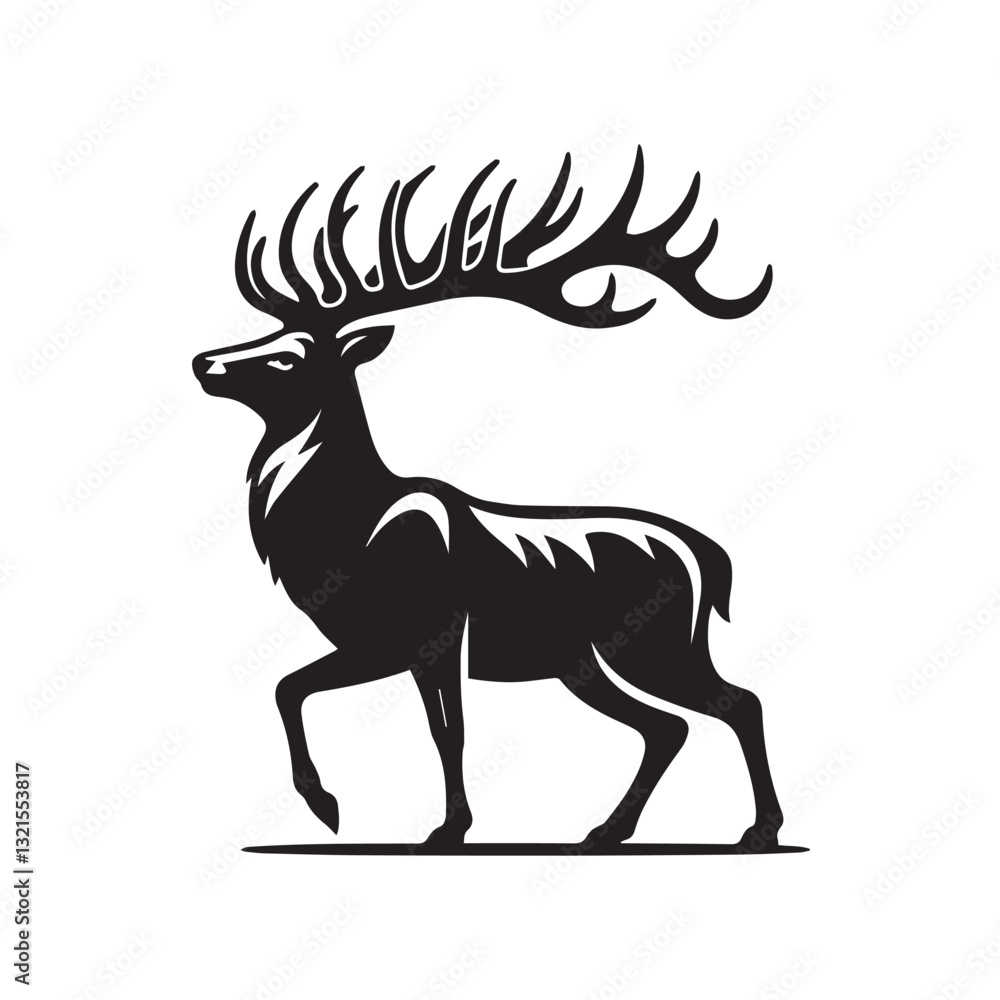 Fototapeta premium Elegant Black and White Silhouette of a Majestic Deer