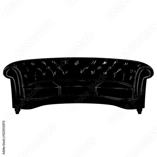 Retro Sectional sofa, furniture vector art, interior design