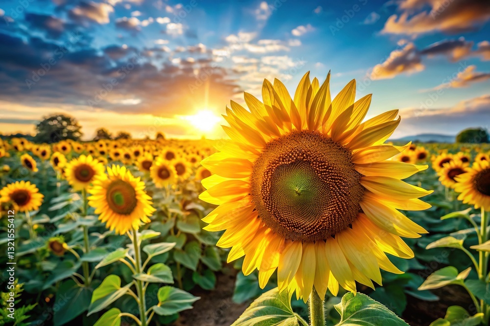 Fototapeta premium Sunflower Field - Bright Summer Day