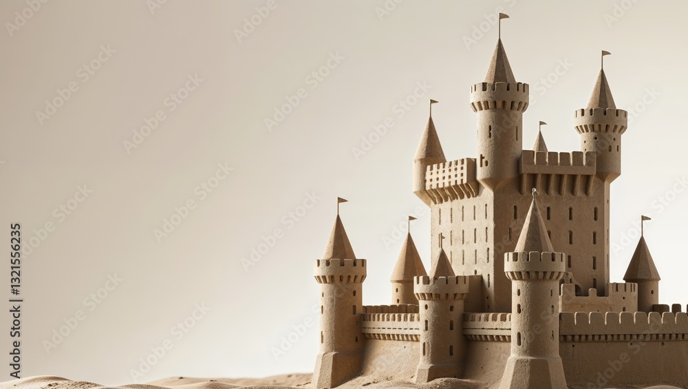 Obraz premium Intricate Sandcastle Model of a Medieval Fortress