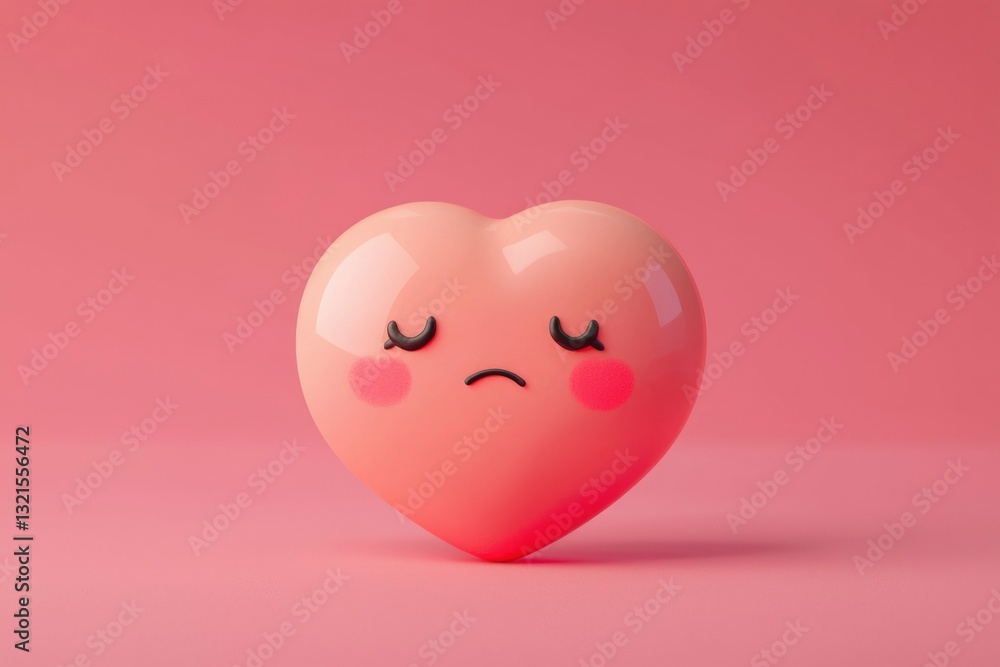 Sad heart on pink background Sad heart on pink background