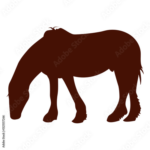 horse farm eating silhouette.