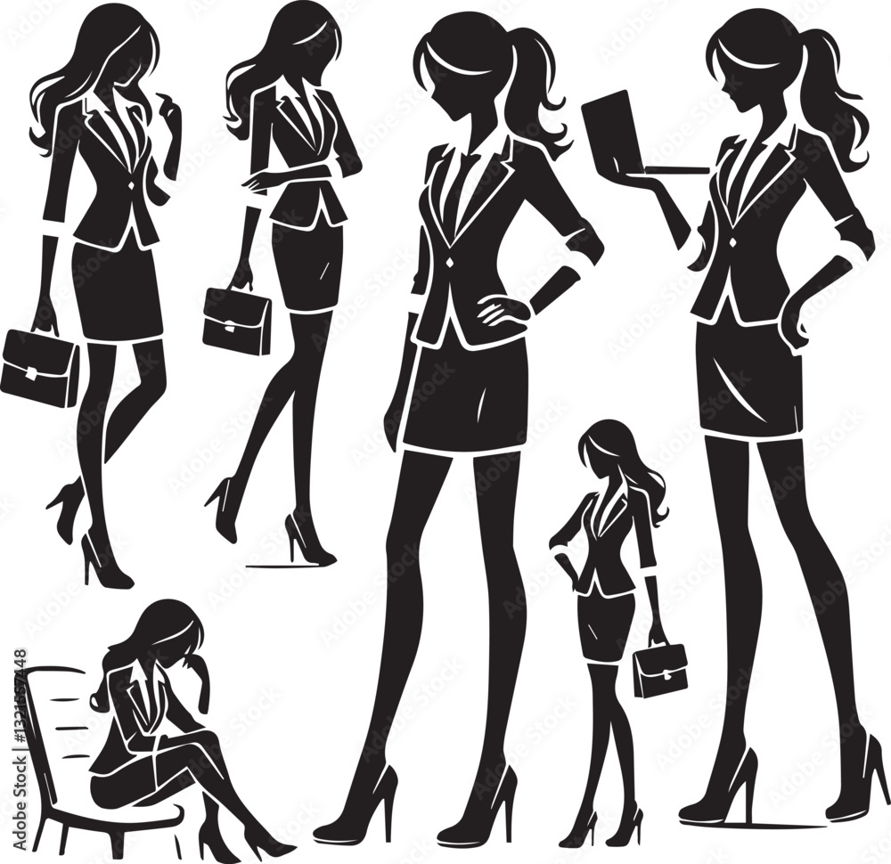 business women in office, Businesswoman silhouette vector, Woman and bag vector illustration, Woman logo vector, Woman silhouette vector isolated on white background business women in office, Businesswoman silhouette vector, Woman and bag vector illustration, Woman logo vector, Woman silhouette vector isolated on white background