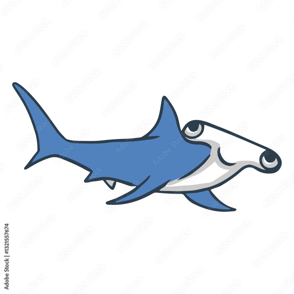 Fototapeta premium happy hammerhead shark cartoon.