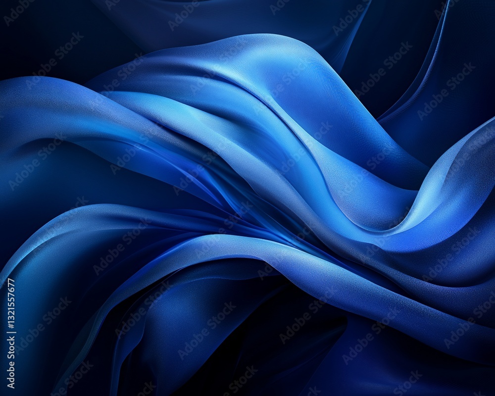 Obraz premium Dynamic blue fabric drapes, abstract background