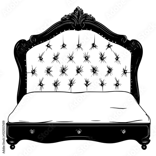 American Traditional Headboard, household object, vector graphic