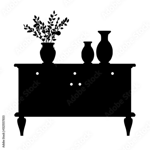 American Traditional Sideboard, household object, vector graphic