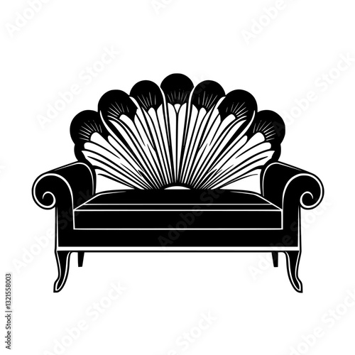 Art Deco Banquette, household object, vector graphic