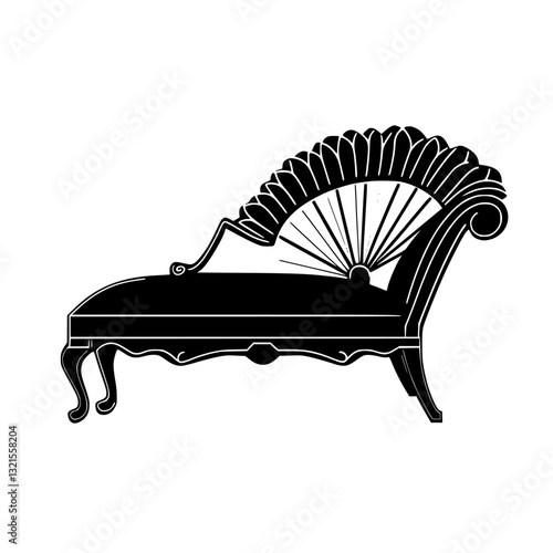 Art Deco Chaise lounge, household object, vector graphic