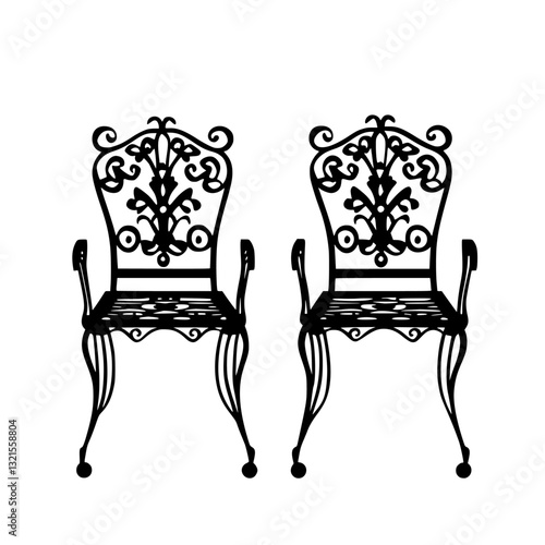 Art Deco Outdoor chairs, household object, vector graphic